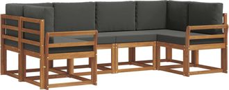 vidaXL Conjunto De Sof&aacute;s De Exterior 6 Uds. Natural Y Antracita Vidaxl