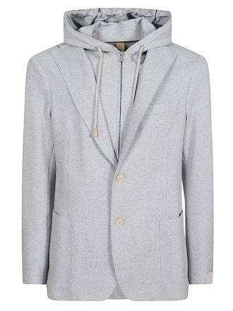 Eleventy Light Grey Blazer With Hood And Structural Design