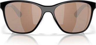 Costa Luna Nueva 57mm Polarized Butterfly Sunglasses in Black /Copper Silver 580G at Nordstrom