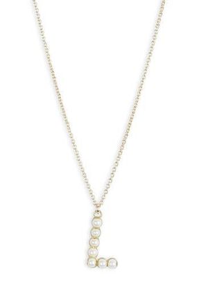 Meshmerise Imitation Pearl Initial Pendant Necklace in Yellow-L at Nordstrom Rack