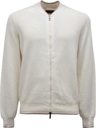 PESERICO Volledige Zip Katoenen Cardigan Trui - Heren - Vesten - Wit - XL - Katoen - Truien & Vesten