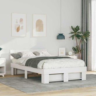 vidaXL Vidaxl - Estructura De Cama Blanco 135 X 190 Cm Madera Maciza De Pino