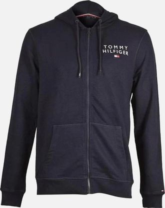 Tommy Hilfiger Mens TH Original Logo Lounge Hoodie, Desert Sky - Size: 38