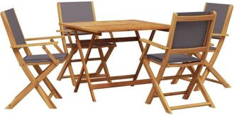 vidaXL 5 Piece Garden Dining Set Anthracite Fabric and Solid Wood vidaXL