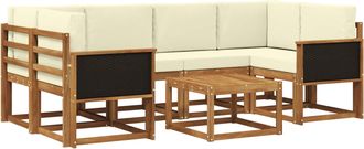 vidaXL Conjunto De Sof&aacute;s De Exterior 5 Uds. Natural Y Crema Vidaxl