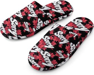 Generic Sorry Canada Mens Flannel Slipper Soft Comfy House Shoes Non Slip Winter Warm Indoor Outdoor Slippers