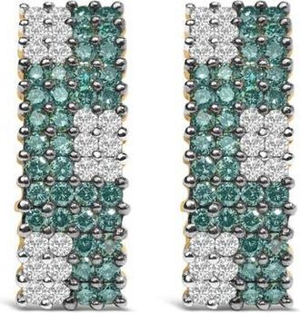House of Brilliance 14K Yellow Gold 2 cttw White and Treated Blue Diamond Earrings at Nordstrom
