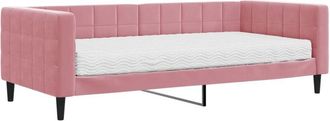 vidaXL Sof&aacute; Cama Con Colch&oacute;n Terciopelo Rosa 90x200 Cm Vidaxl