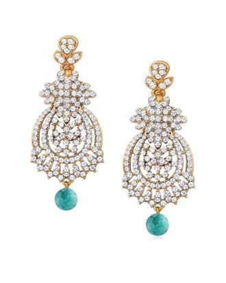 Liv Oliver 18K Plated 16.00 Ct. Tw. Turquoise Cz Floral Filigree Drop Earrings