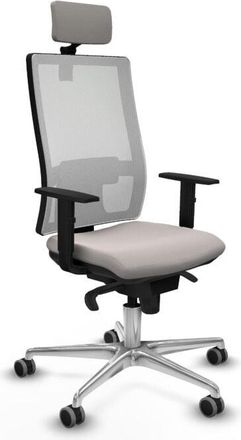 Piqueras y Crespo Piqueras Y Crespo - Horna sincro malla blanca similpiel blanco brazos 1D base aluminio cabecero 2D ruedas 65mm engomadas