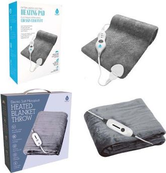 Pursonic Heated Microplush Blanket & Heating Pad Set in Grey at Nordstrom