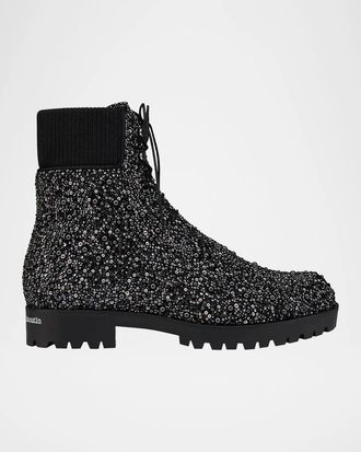 Christian Louboutin Men & apos;s Trapman TCT 2 Crystal-Embellished Lace-Up Boots