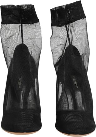 Dolce & Gabbana Black Nylon Stretch Mesh Sock Boots Womens Shoes