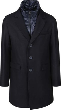 Herno Navy Woven Coat - Heren - Mantel - Blauw - 2XL - Wol - Jassen