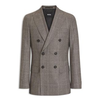 BOSS Slim-fit jacket in checked virgin wool