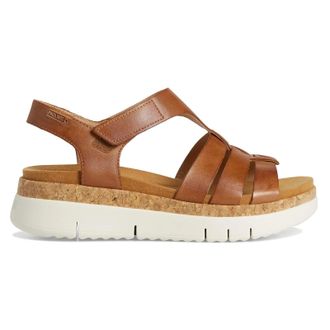 Pikolinos Palma W4N Leather Womens Wedge Sole Sandals - Brandy - Size:UK 4-4.5