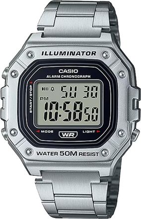 Casio Mens Water-Resistant Digital Watch with Stainless Steel Bracelet - W-218HD-1AV