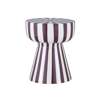 Sweeek Mesa auxiliar de acero esmaltado con rayas, violeta