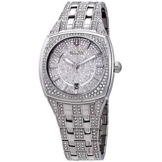 Bulova Swarovski Crystal Pave Mens Watch 96B296