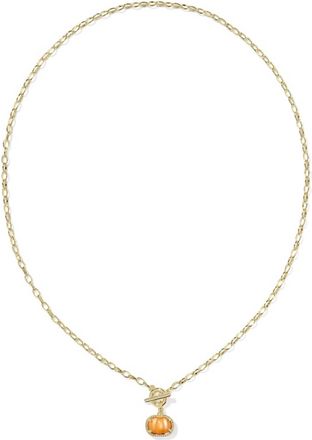 Kendra Scott Womens Pumpkin Link And Chain Necklace In Gold Orange Mother Of Pearl