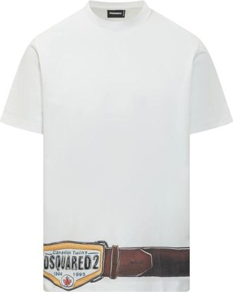 Dsquared2 Iconique Loose Fit Tee - Heren - T-shirts - Wit - L - Katoen - Tops