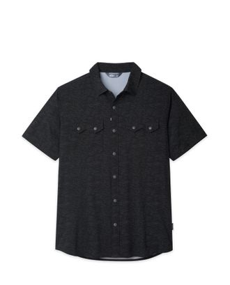 Stio | Mens Shifter Shirt Short Sleeve, Size Extra Large in Abyss Clouds