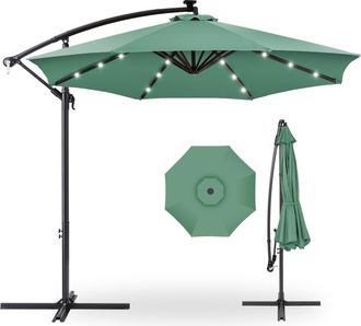 Best Choice Products 10ft Solar LED Offset Hanging Outdoor Market Patio Umbrella w/ Adjustable Tilt