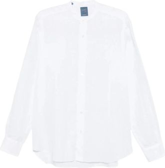 Barba Band Collar Long Sleeve Shirt - Heren - Casual Overhemden - Wit - 3XL - Overhemden