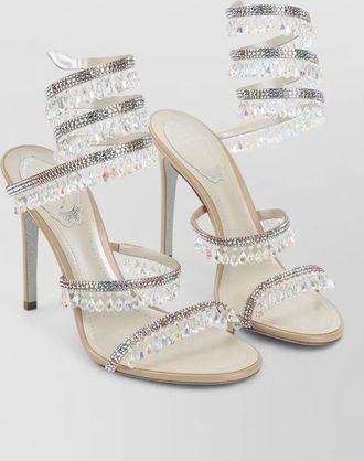 Rene Caovilla chandelier satin high heel crystal sandal