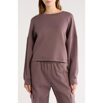 Zella Whisper Knit Easy Crew Sweatshirt in Grey Plum at Nordstrom Rack, Size X-Small