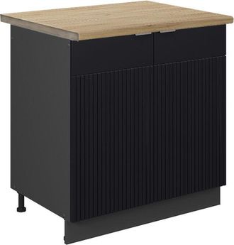 Vicco Armario Bajo Para Fregadero Fame-line, Rayas Negras, 80 Cm, Et Roble