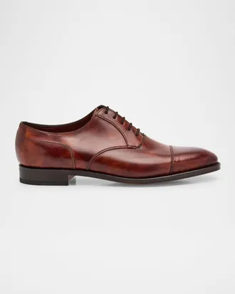 John Lobb Men & apos;s Taunton Cap Toe Leather Oxfords