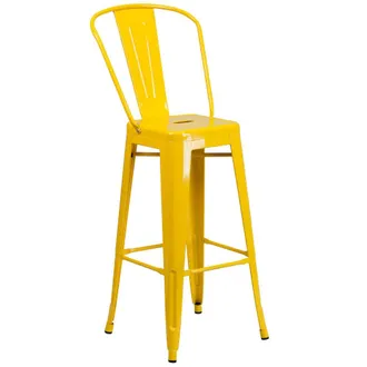 Flash Furniture 30 High Yellow Metal Indoor-Outdoor Barstool with Removable Back