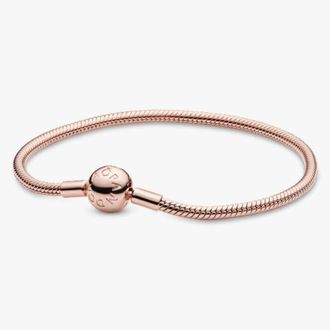 Pandora 14k Rose Gold-Plated Moments Snake Chain Bracelet, Size 21