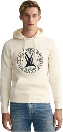 GANT Marine-inspired verstelbare hoodie - Heren - Hoodies - Beige - XL - Katoen - Hoodies & sweatvesten