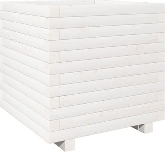 vidaXL Garden Planter White 50x50x49.5 cm Solid Wood Pine Vidaxl