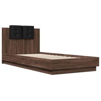 Berkfield Home Durable Bed Frame with LED without Mattress Brown Oak 90x200 cm