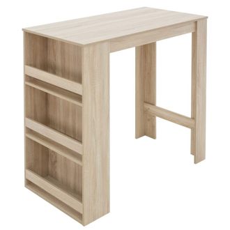 ML Design Mesa de bar con estante de 3 niveles 117x106x57 cm Madera