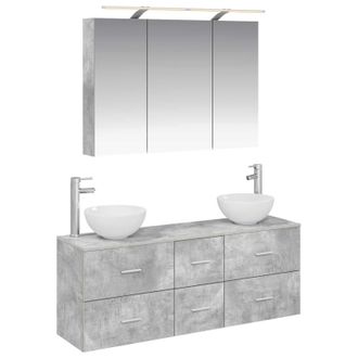 vidaXL Juego De Muebles De Ba&ntilde;o 4 Pcs Gris Hormig&oacute;n Vidaxl