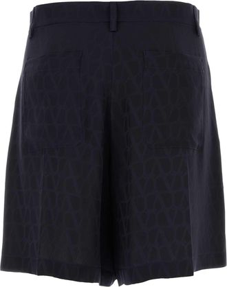 Valentino Garavani Mens Toile Iconographe Bermuda Shorts Sttoileiconographnavynavy Exterior: Silk