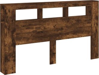 Berkfield Home LED Headboard Smoked Oak 180x18.5x103.5 cm Engineered Wood in Brown