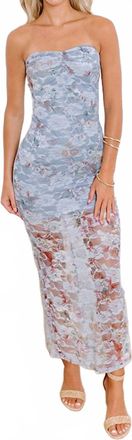Blue Blush Botanical Garden Party Lace Midi Dress In Blue
