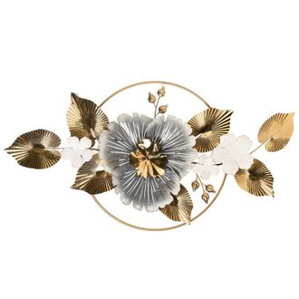 Beliani Ornamento da parete fatto a mano in metallo con composizione floreale Moderna oro Terbium