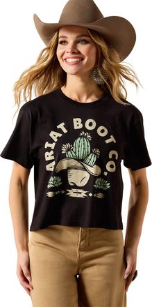 Ariat Womens Ariat Cacti Cowboy Hat T-Shirt in Black, Size 2X-Large