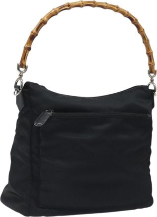 Gucci Bamboo Black Nylon Shoulder Bag (Pre-Owned)