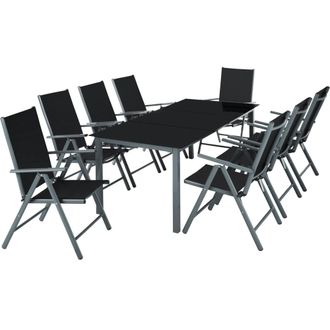 TecTake 9 piezas asientos aluminio, cristal plegables, antracita 189x90x73cm
