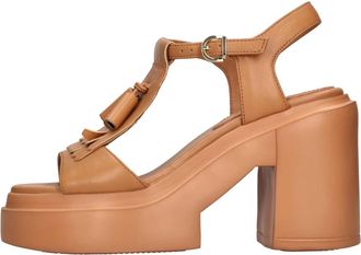 Jeannot Rj 624C Nappa Cannella - Dames - Sandalen met hakken - Bruin - 40 EU - Leer - Schoenen