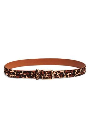 Nordstrom Yvette Genuine Calf Hair Belt in Leopard- Gold at Nordstrom, Size X-Small