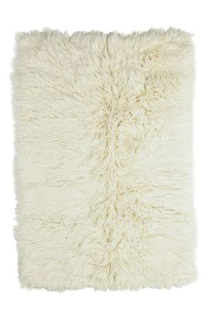 THEKO Alfombra flokati de lana virgen natural 90x160 cm