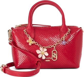 Dune London Womens Accessories Seviller - Reptile Effect Charm Tote - Red - One Size